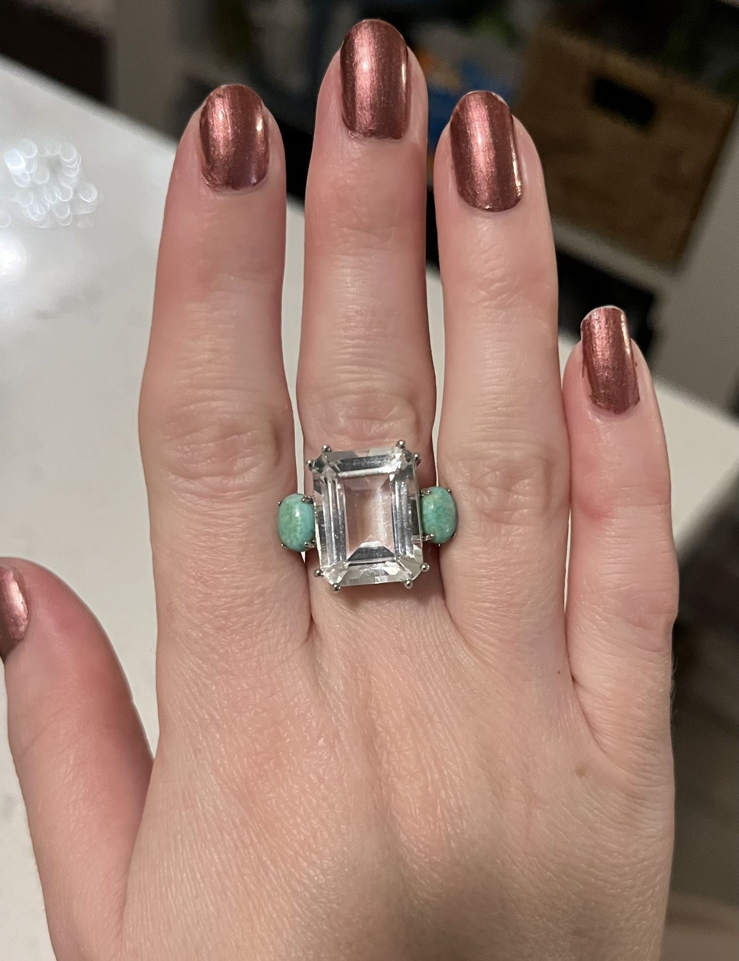 Quartz And Turquoise Ring 