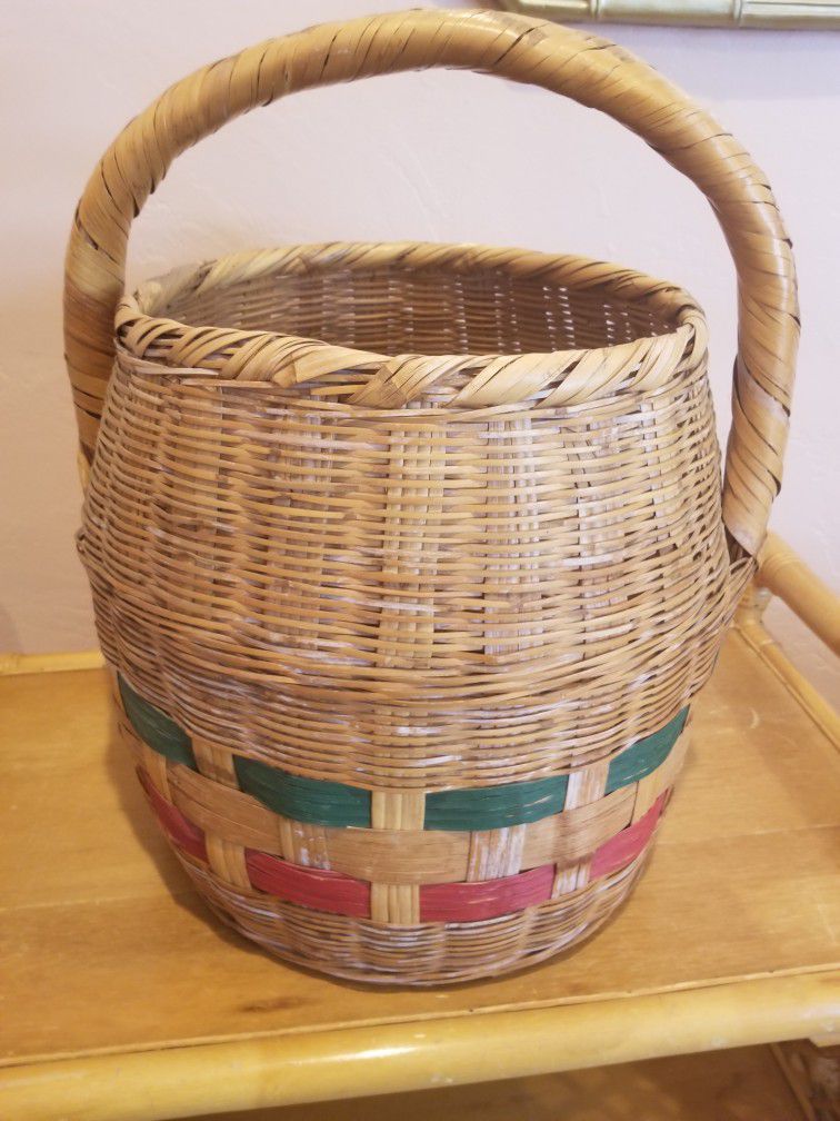 Vintage Handwoven Extra Large Handled Basket