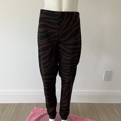Ann Taylor High Rise Seamed Legging in Zebra Animal Print Black & Brown  Sz 8