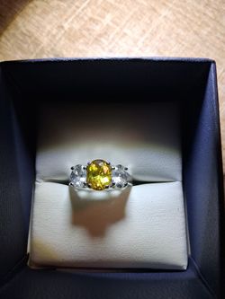 Sterling Silver 925 Cubic Zirconia and Citrine ring size 8