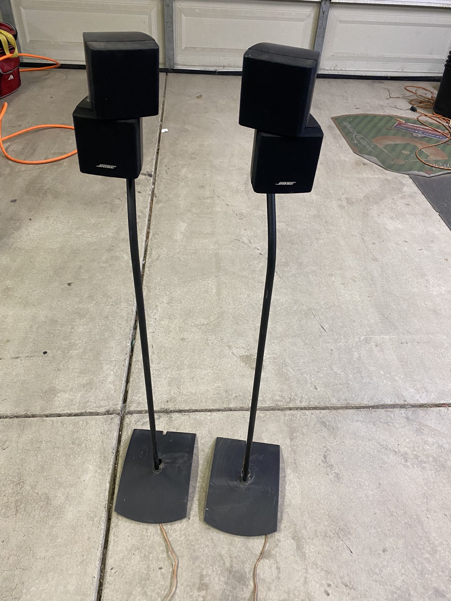 BOSE SURROUND SOUND SPEAKERS AND STANDS