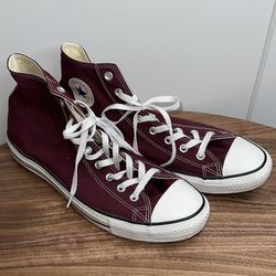 Converse, Chuck Taylor, All Star, Hi Top, Casual Sneakers, Color Burgundy, Size 12