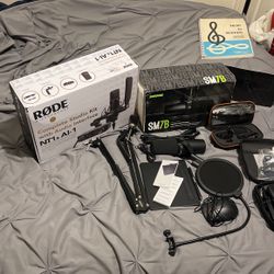 SHURE SM7B , RODE NT1 & AI -1 Complete Studio Kit With Audio Interface, Camera Drone, Wacom Digital Drawing Pad, Camera Mic , Various Chords And Stand