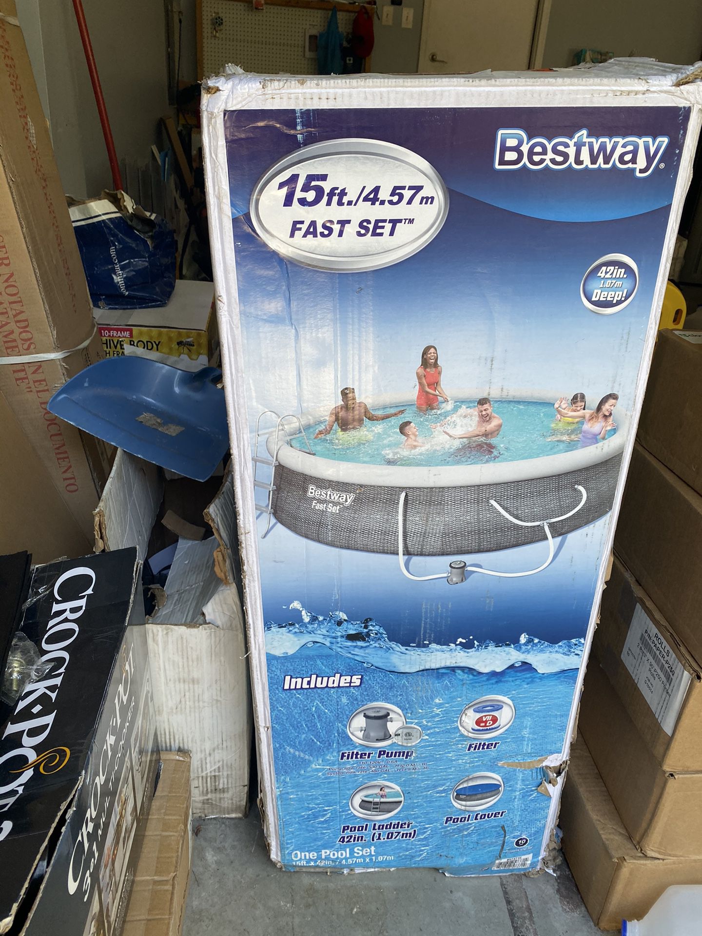 New In Hand Bestway Above Ground Swimming Pool 15’ x 42” Fast Set Pool