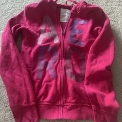 Juniors Sz Med Girls Aeropostale Pink Zip Up Hoodie 