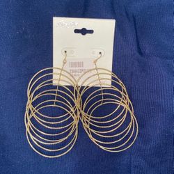 **New** Chain Of Circles Gold Plated Earrings