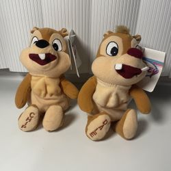 NWT Disney Store Chip & Dale Mini Bean Bag Plush Collectible Toy Beanie Set