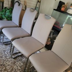 Faux Leather Chairs With Metal  Legs