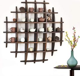 Solid Wood Tea Cup Holder Wall Decoration 