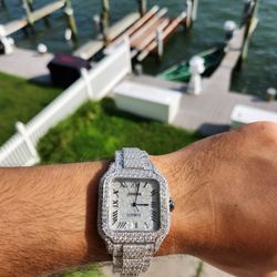 Cartier Santos Watch With Moissanite Diamonds 
