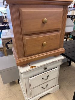 Pair of Wood Two-Drawer Nightstand