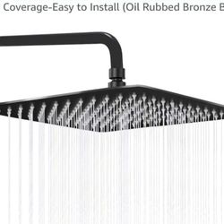 New Matte Black 12 Inch Rain Shower Head With 15 Inch Extension Arm