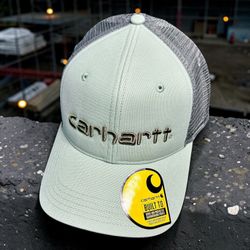 Carhartt 101195 Light Green Canvas Mesh-Back Logo Graphic Baseball Cap OS
