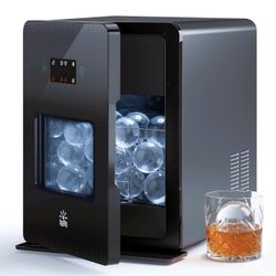 2'' Clear Ice Ball Maker – 4 Ice Spheres in 35min, 144 pcs/Day, Auto&Manual Fill, Fast Ice Machine with LCD Touch Panel, Self-Cleaning, Quiet Home & B
