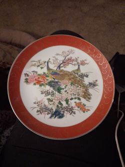 Decorative Porcelain Plate with Peacock Design