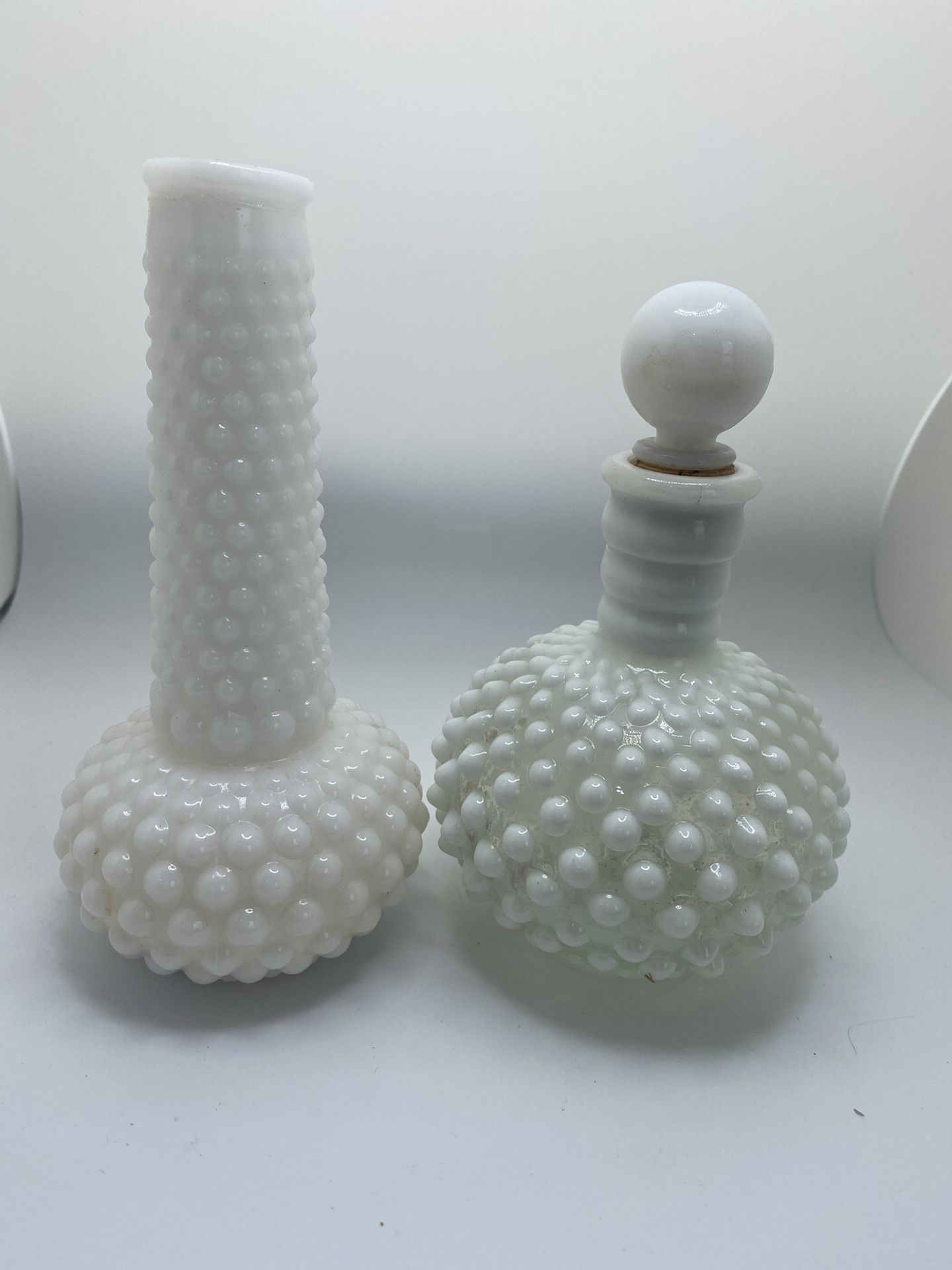 Vintage Moonstone White Opalescent Hob Nail Vase Beautiful True Vintage Decor Art Glass