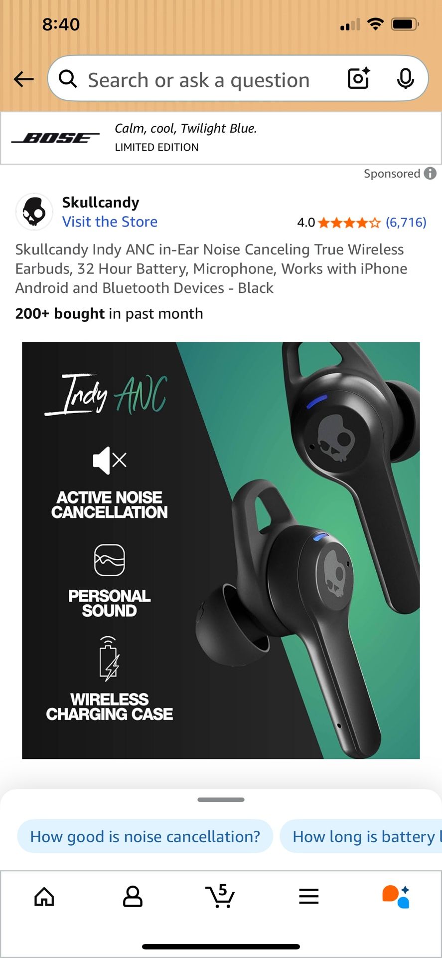 Skullcandy Indy ANC New Never Opened