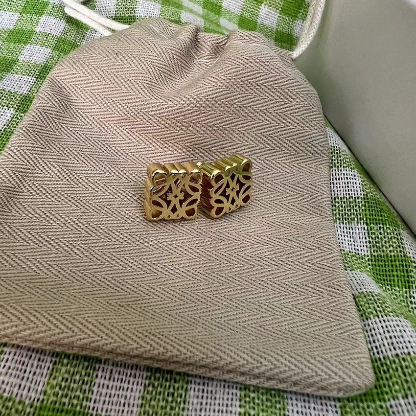 Loewe Anagram Cube Stud Gold-Plated Women Earrings