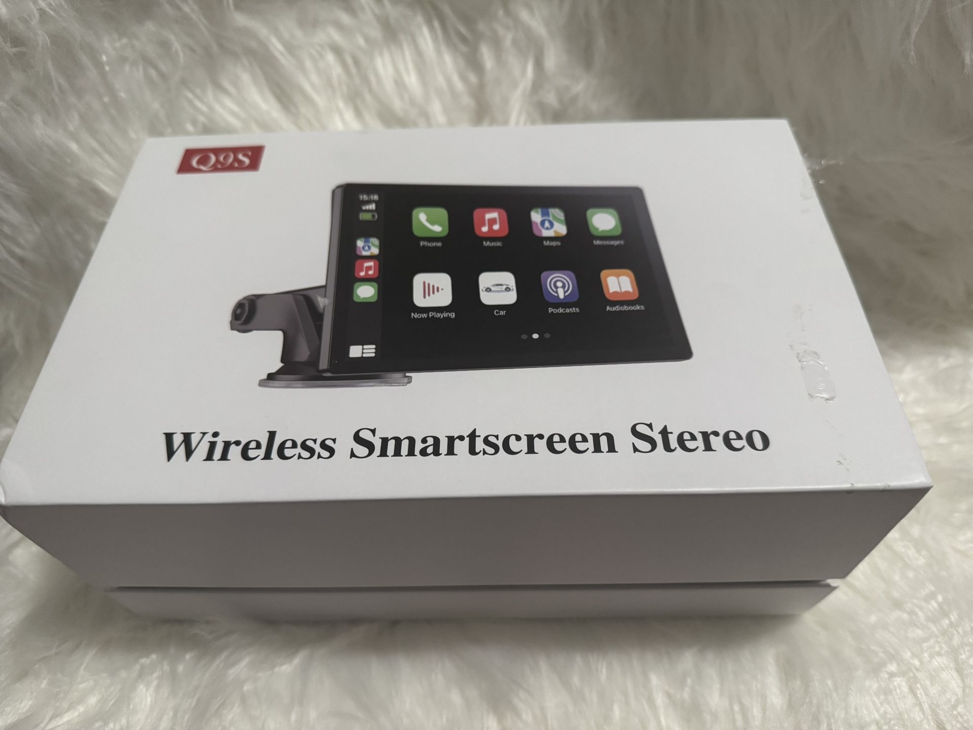 Q9S Wireless CarPlay Screen - 9'' Portable Car Stereo with 4K Dash Cam, 1080P Backup Camera