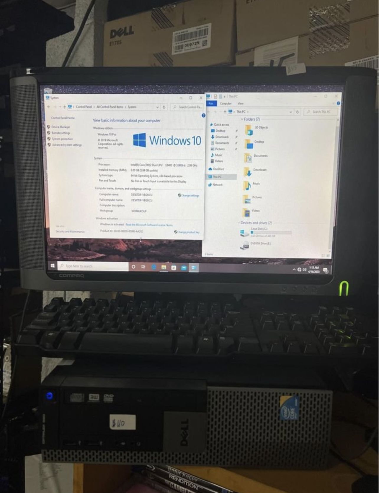 Dell Dual Core Desktop Pc - 19” Widescren Montior - 6 Gb Ram 500 Gb Hdd