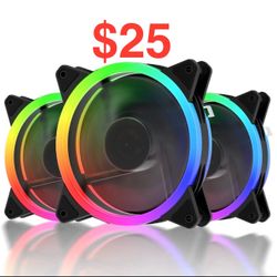 upHere 120mm RGB Case Fan, Silent Edition High Airflow LED Case Fan for PC Cases, 3-Pack, RGB123-3