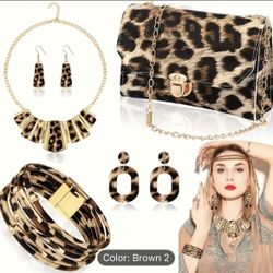 5 Pcs Leopard Print Bohemian Style Set