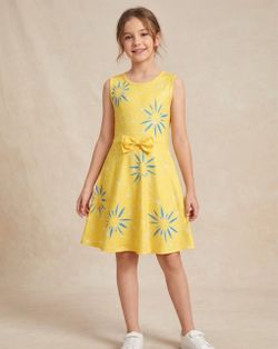 Girls10-12  Inside Out Joy Inspired Yellow Starburst Dress