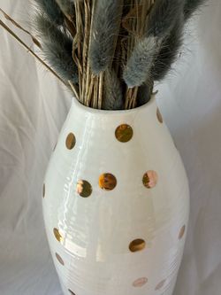 Tall Vase with Gold Dots Pattern