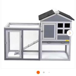2 Story Wood Rabbit Hutch Bunny Cage with Tray and Ramp