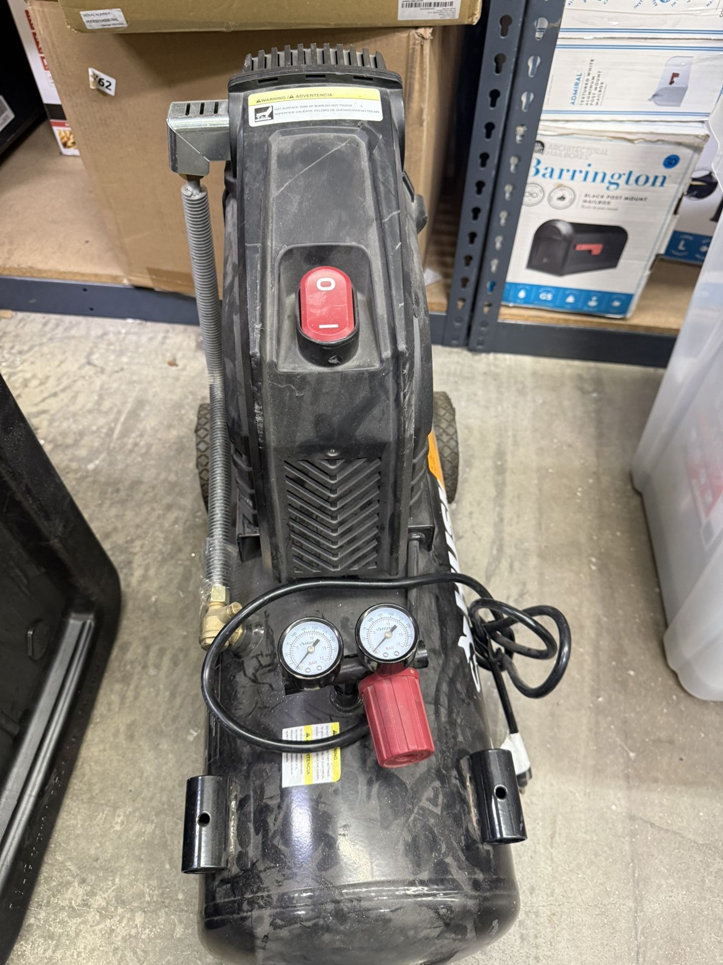Husky 8 Gal. 150 PSI Portable Electric Oil-Free Horizontal Hotdog Air Compressor with Rubber Wheels and 1-Quick Coupler