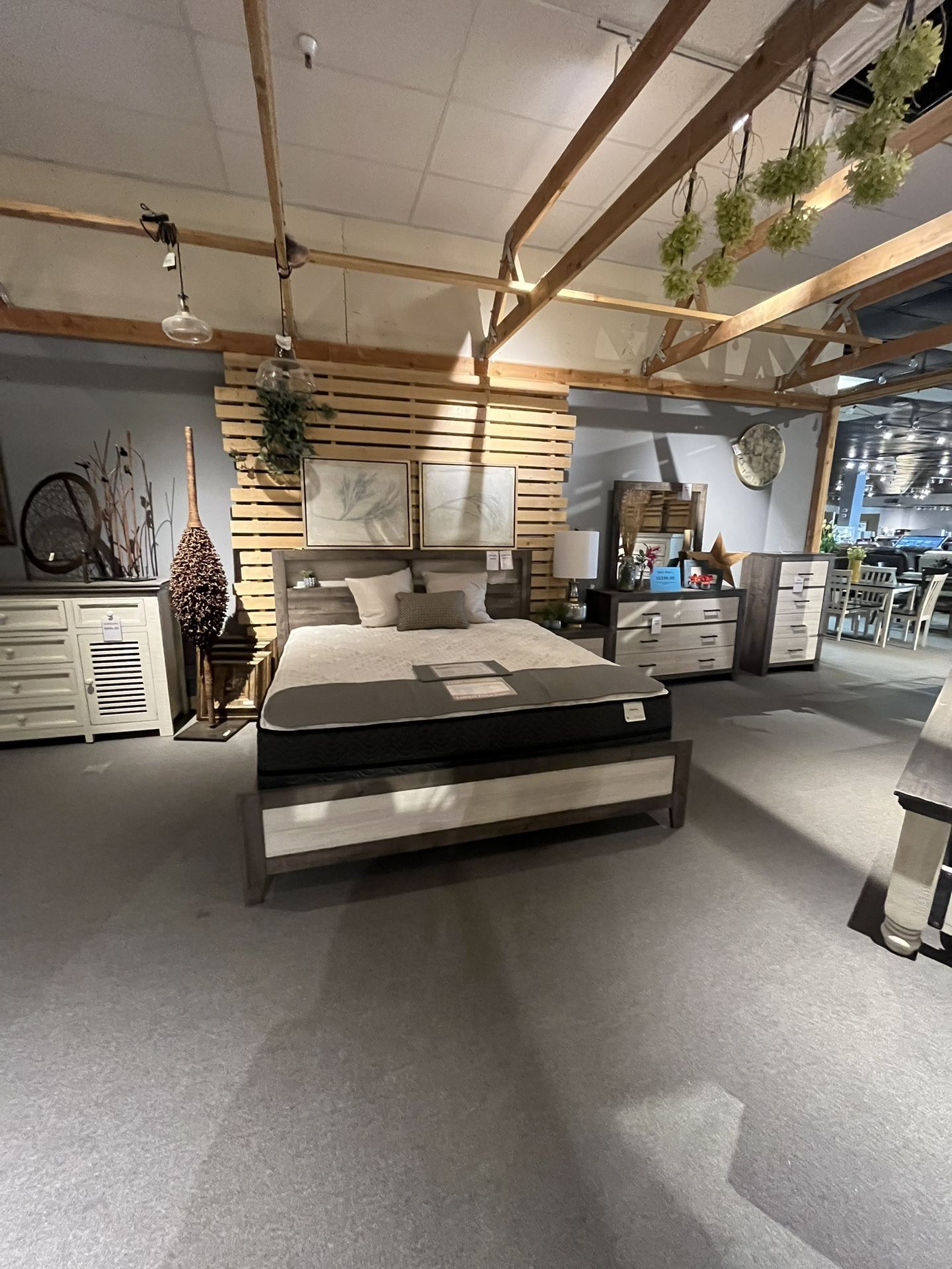 King Bed Frame, Dresser, Mirror And Nightstand