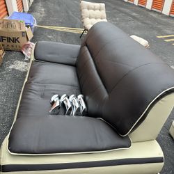 Sofa Black And Tan Faux Leather 
