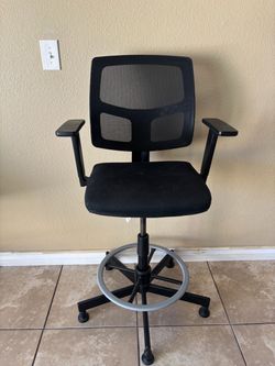 Black Mesh Drafting Chair with Footrest Ring