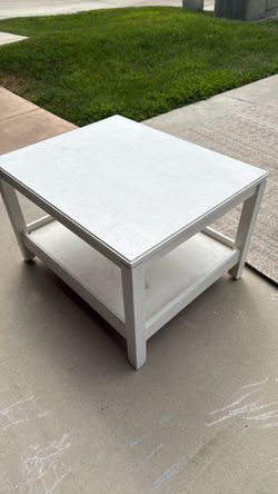 IKEA White Wood Coffee Table with Lower Shelf
