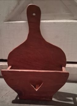 Primitive Wooden Wall Pocket with Heart Cutout