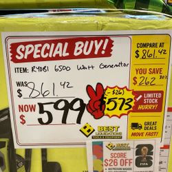 RYOBI 6500 watt Generator 