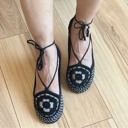 Crochet tie up sandals
