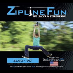 Adventure Parks Total Z90 Zipline Fun 90' Trolley & Cable Kit with Seat & Brake