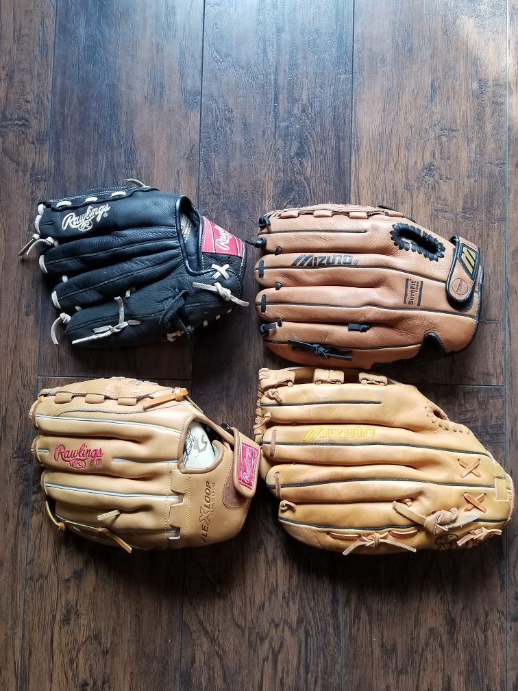 4 softball baseball gloves