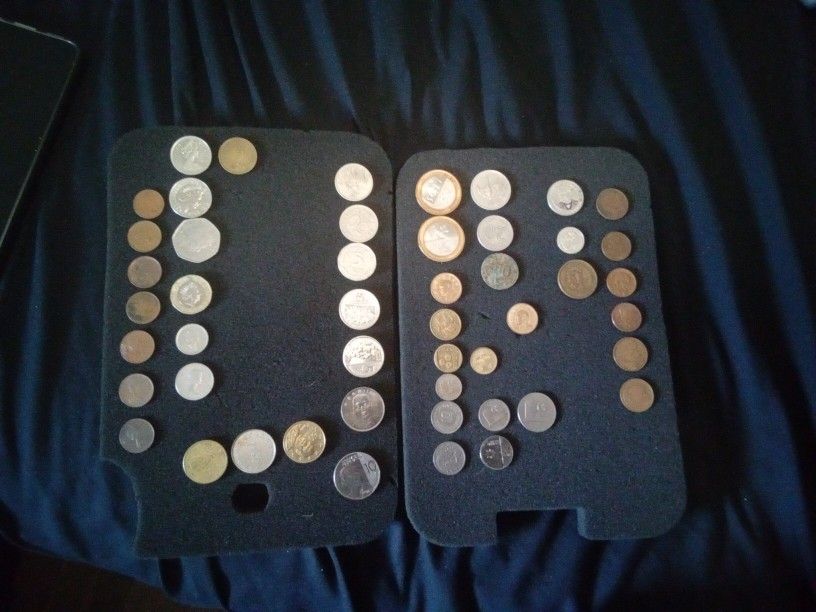 49 Peice Coin Collection From Many Different Countries
