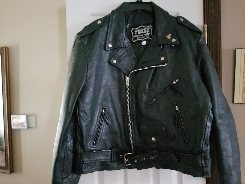 Leather motorcycle police and nylon jackets