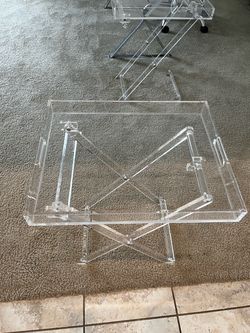 Clear Acrylic Folding Tray Tables Set of 2