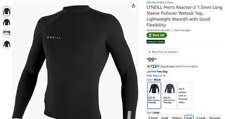O'Neill Men's Reactor-2 .5mm Short Sleeve Top, Black, Large