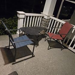 Solid Steel Metal Table + 2 Summer Chair