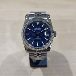 Seiko Mod Datejust Fluted Bezel 36mm Jubilee Blue Motif Dial