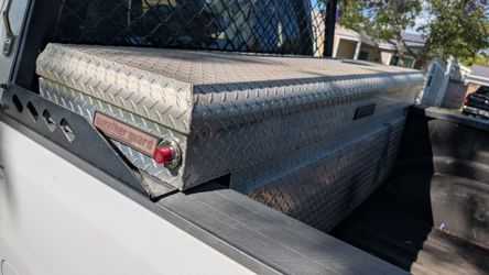 Weatherguard truck bed toolbox full size Ford Chevy Dodge pickup aluminum diamond plating tool box chest plated