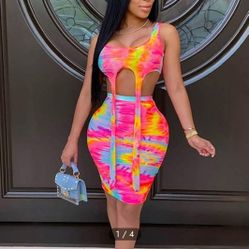 Tie Dye Crop Top And Skirt