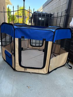 Brand New JESPET 45" Portable Pet Playpen (Octagon, Blue/Beige)