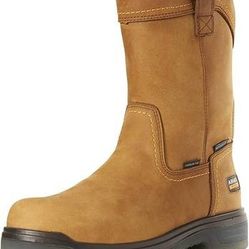 NEW Size 10 Wide ARIAT Men Work Boots Turbo Pull-On Waterproof Carbon Toe Wellington Safety Boot