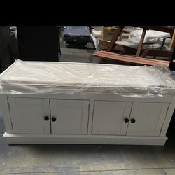 Assembled New Farmhouse Storage Bench for Entryway Wood Shoe Storage Benches with Adjustable Shelves